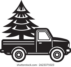 Gerado com ferramentas AI, captador com árvore de Natal silhueta vetor ícone preto e branco