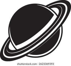 Generated with AI tools, planet saturn with planetary ring silhouette vector black and white