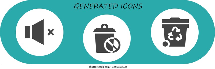  generated icon set. 3 filled generated icons. Simple modern icons about  - Volume, Trash