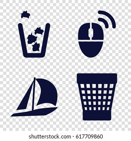 Generated icons set. set of 4 generated filled icons such as trash bin, computer mouse