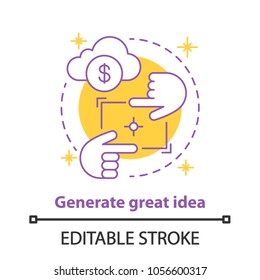 Generating business idea concept icon. Perspective idea thin line illustration. Creativity. Vector isolated outline drawing. Editable stroke