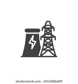 Generating electricity vector icon. filled flat sign for mobile concept and web design. Power Plant glyph icon. Symbol, logo illustration. Vector graphics