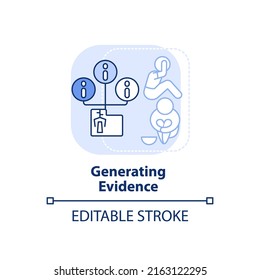 Generating evidence light blue concept icon. Social protection activity abstract idea thin line illustration. Isolated outline drawing. Editable stroke. Arial, Myriad Pro-Bold fonts used