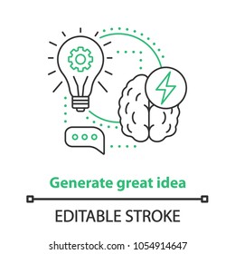 Generating idea concept icon. Thinking idea thin line illustration. Vector isolated outline drawing. Editable stroke
