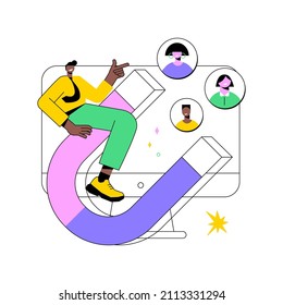 Generating new leads abstract concept vector illustration. Generate leads, digital marketing software, sales strategy, new customer interest, sales funnel, internet, CMS abstract metaphor.