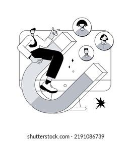 Generating new leads abstract concept vector illustration. Generate leads, digital marketing software, sales strategy, new customer interest, sales funnel, internet, CMS abstract metaphor.