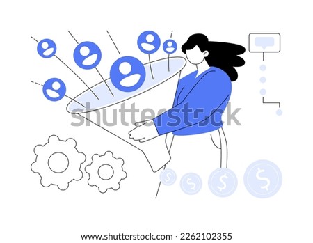 Generating new leads abstract concept vector illustration. Generate leads, digital marketing software, sales strategy, new customer interest, sales funnel, internet, CMS abstract metaphor.