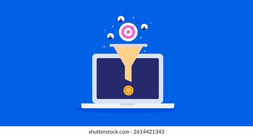 Generating quality leads from digital advertising campaign, AD campaign with quality lead generation strategy - vector illustration background with icon