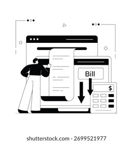 Generación de registros de pago de salarios y empleados digitalmente Ilustración vectorial sólida 