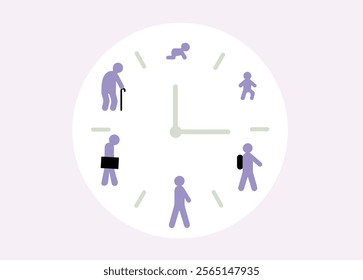 Generation age clock people life cycle illustration