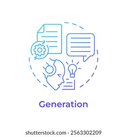 Generation blue gradient concept icon. Update external data. RAG process integration. AI algorytm development. Round shape line illustration. Abstract idea. Graphic design. Easy to use in article