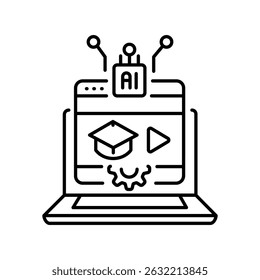 geração de vídeos educativos ícone de linha preta para projetos digitais e de impressão.  Ícones mínimos de limpeza para aplicativos e sites. Ícones simples modernos para UI UX e branding
