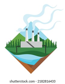 Icono de tipo de energía de generación. Señal de la estación de energía. Tecnología moderna, industria de emisiones ecológicas, concepto de sostenibilidad. Generación de combustible no renovable