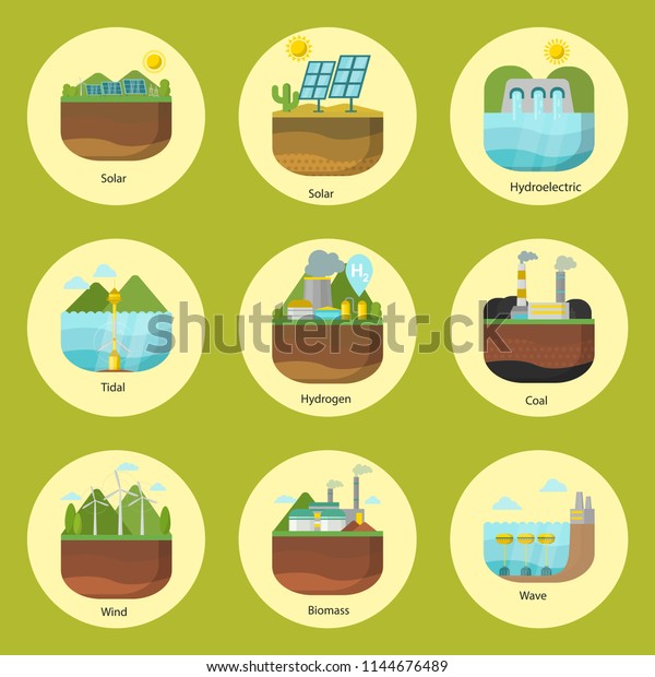 Generation Energy Types Power Plant Vector Stock Vector (Royalty Free ...