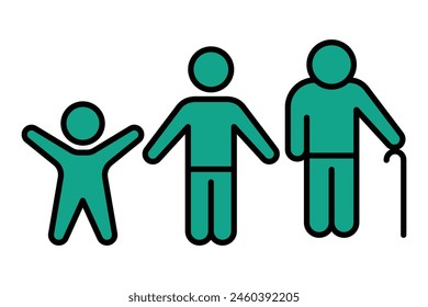 generation icon. children to old age. icon related to elderly. flat line icon style. old age element illustration