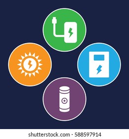 generation icons set. Set of 4 generation filled icons such as battery