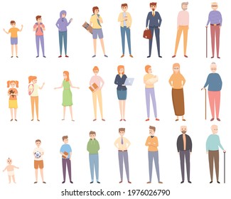 Generation icons set. Cartoon set of generation vector icons for web design