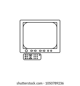 generation of light TVs with remote control icon. Element of generation icon for mobile concept and web apps. Thin line  icon for website design and development, app development on white background