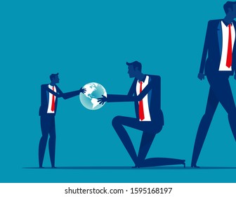 From generation to the next generation. Business succession concept. Silhouette vector illustration in cartoon style