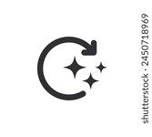 Generation. Regeneration icon. Creation symbol. Magic incarnation. Prompt icon. Return icon. Return time. Past time. Countdown time. History line. Update sign. Improvement. Generate button.  Remake 