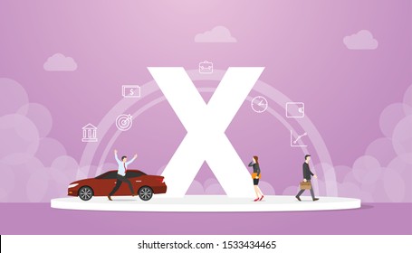 generation x concept people with team and people icons related with steady income and mature with modern flat style - vector