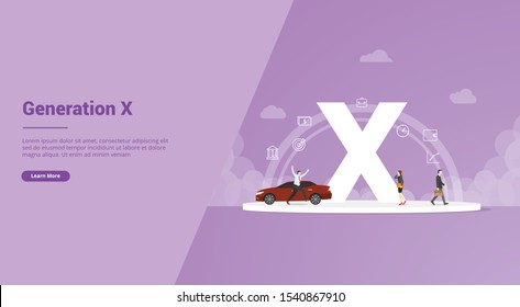 Generation X Concept For Website Template Or Landing Homepage Banner - Vector