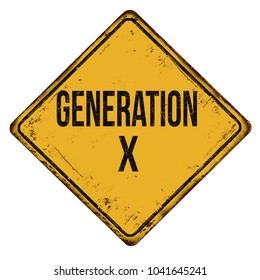 Generation X vintage rusty metal sign on a white background, vector illustration