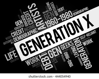 Generation X Word Cloud Concept collage background