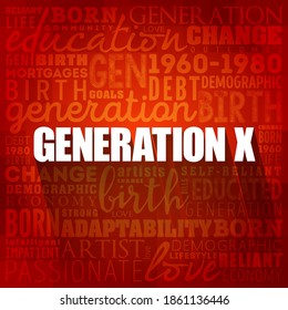 Generation X word cloud, education concept background