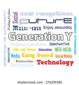 Generation Y infographics vector illustration.