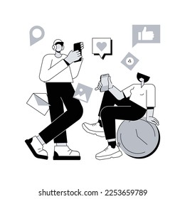 Generation Z abstract concept vector illustration. Hyper-connected world, childhood with tablet, mobile device, social media, mobile banking, personal finance, young people abstract metaphor.