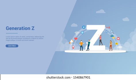 generation z concept for website template or landing homepage banner - vector