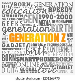 Generation Z Word Cloud collage, concept background