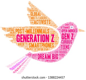 Generation Z word cloud on a white background. 