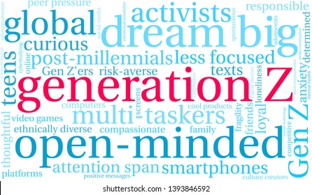 Generation Z word cloud on a white background. 