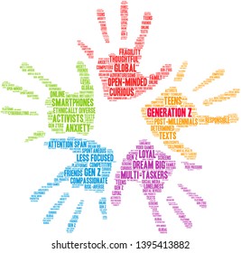 Generation Z word cloud on a white background. 
