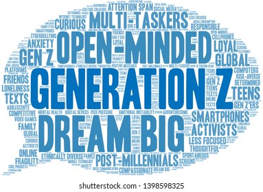 Generation Z word cloud on a white background. 