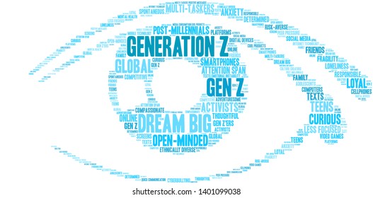 Generation Z word cloud on a white background. 