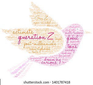 Generation Z word cloud on a white background. 