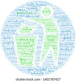 Generation Z word cloud on a white background. 
