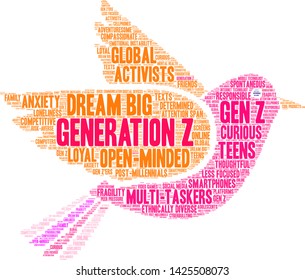 Generation Z word cloud on a white background. 