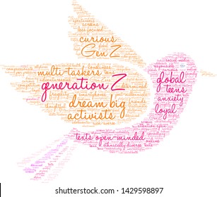 Generation Z word cloud on a white background. 