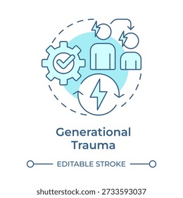 Icono de concepto de trauma generacional azul suave. Problemas psicológicos. Relaciones familiares. Ilustración de línea de forma redonda. Abstractas idea. Diseño gráfico. Fácil de usar en folleto, folleto