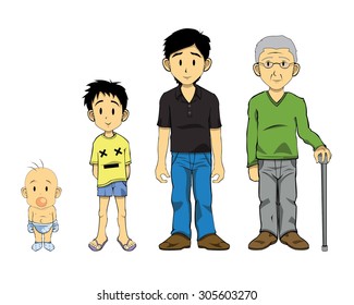 Generations men cartoon vector