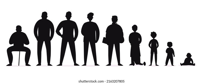 Generaciones hombres Growing Silhouettes premium plantilla vector