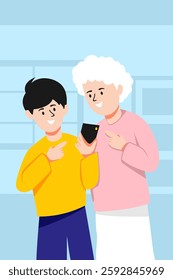 Generations Young and Grandma Illustration