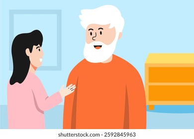 Generations Young and Grandpa Vector Illustration