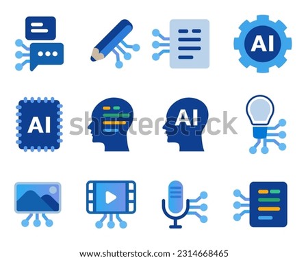 Generative AI artificial intelligence icon set collection creative creation created by technology