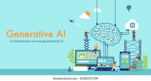 Generative AI (artificial intelligence) vector banner illustration