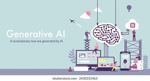 Generative AI (artificial intelligence) vector banner illustration